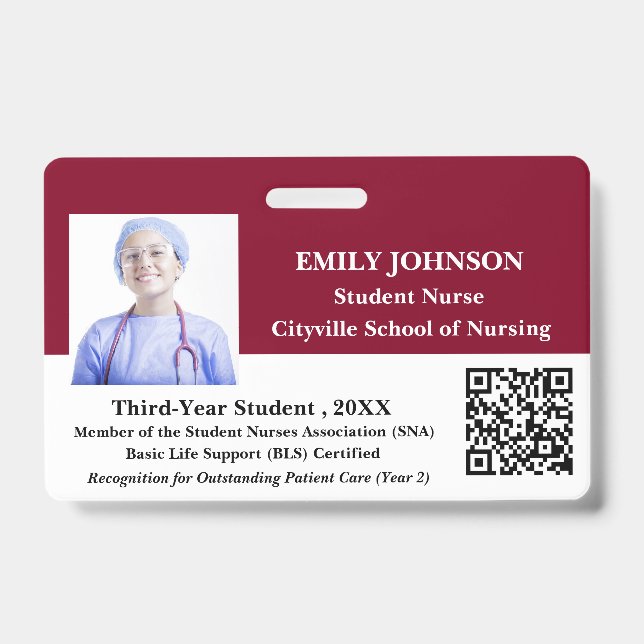 Modern Customise  Student Nurse ID Badge (Front)