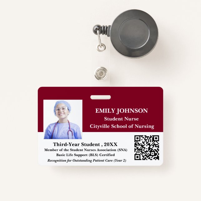 Modern Customise  Student Nurse ID Badge (Front with Retractable)