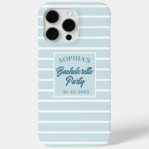 Modern Customs Bachelorette party Name Date Blue C iPhone 15 Pro Max Case