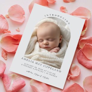 Modern Cut Out Baby Photo Birth Announcement