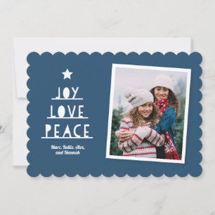 Modern Cut Slate Blue Holiday Card