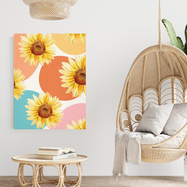 Modern cute Abstract colourful Sunflower Canvas Print (Creator Uploaded)