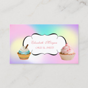 Modern Cute Adorable Cupcake Bakery Ombre Business Card
