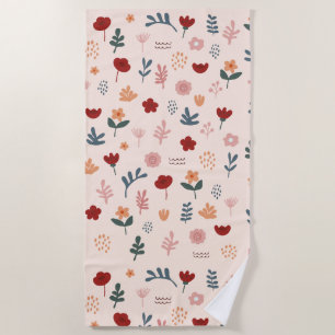 Modern Cute Aesthetic Flower Pattern Beach Towel