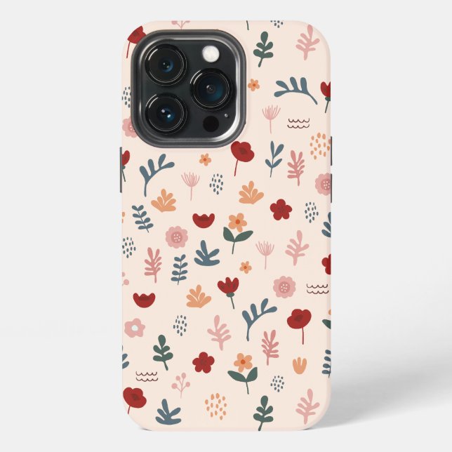 Modern Cute Aesthetic Flower Pattern iPhone Case (Back)