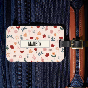 Modern Cute Aesthetic Flower Pattern Luggage Tag