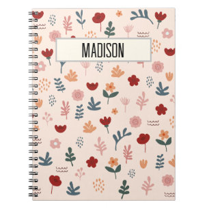Modern Cute Aesthetic Flower Pattern Notebook