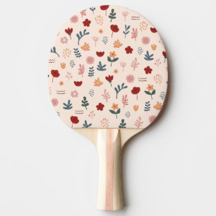 Modern Cute Aesthetic Flower Pattern Ping Pong Paddle
