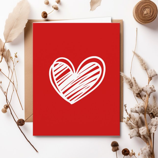 Modern Cute Anniversary Red Heart Valentines Day Card (Creator Uploaded)