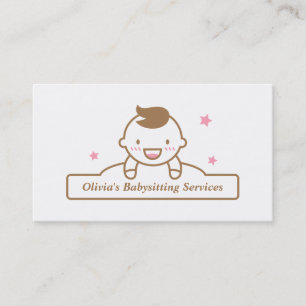 Modern Cute Baby Boy Babysitting Business Cards