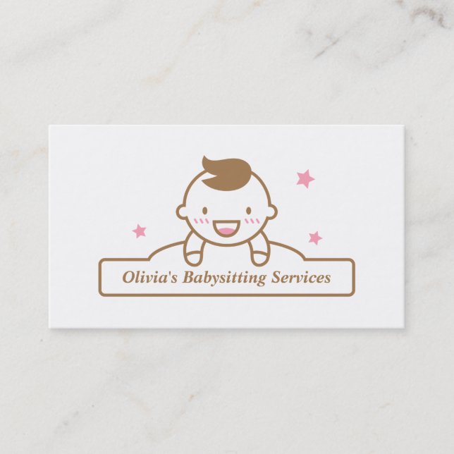 Modern Cute Baby Boy Babysitting Business Cards (Front)