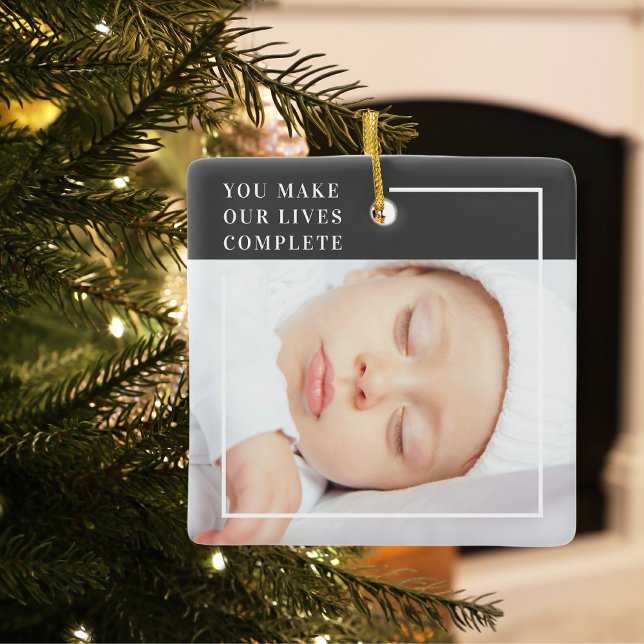 Modern Cute Baby Photo | Beauty Quote Ceramic Ornament (Creator Uploaded)