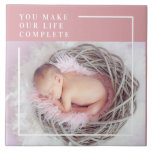 Modern Cute Baby Photo | Pink & White | Quote  Tile<br><div class="desc">Introducing our delightful Modern Cute Baby Photo Pink & White Quote on a charming pink background! This adorable product is perfect for celebrating the joy and love your little one brings into your life. Whether you're looking for a heartwarming keepsake or a thoughtful gift, this design is just what you...</div>