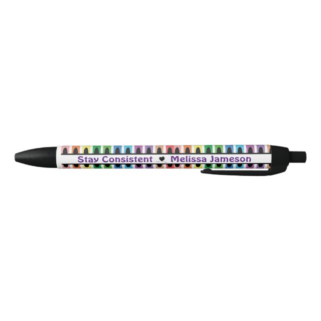 Modern Cute Back to School Name Colourful Crayon Black Ink Pen (Bottom)