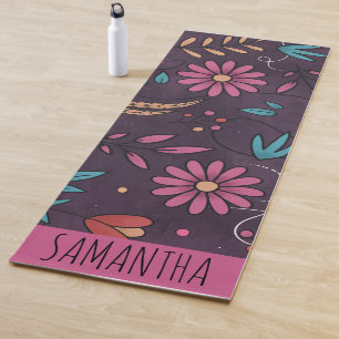 Modern Cute Big Floral Pattern Personalised Yoga Mat
