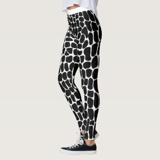 Modern Cute Black White Stone Pattern Gym Yoga Fun Leggings