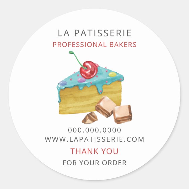 Modern Cute Blue Pastry Bakery Box Seals (Front)