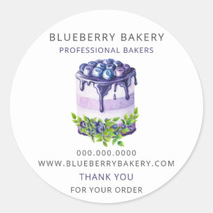 Modern Cute Blueberry Cake Pastry Bakery Box Seals