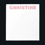 Modern Cute Blush Pink Cherry Red Kids Teacher Notepad<br><div class="desc">Modern Classic Cute Blush Pink and Cherry Red Typography Retro Kids Teacher Notepad</div>
