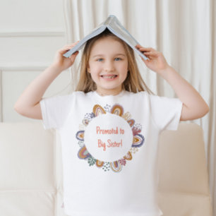 Modern Cute Boho Rainbow Frame Big Sister T-Shirt