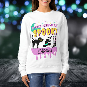 Modern Cute Boo-tifully Spooky Halloween Sweatshirt