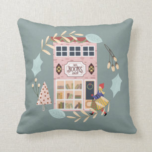 Modern Cute Book Store Holiday Cushion