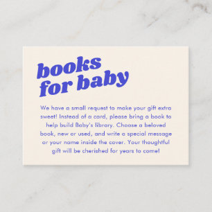 Modern Cute Bright Blue Baby Shower Books Enclosure Card