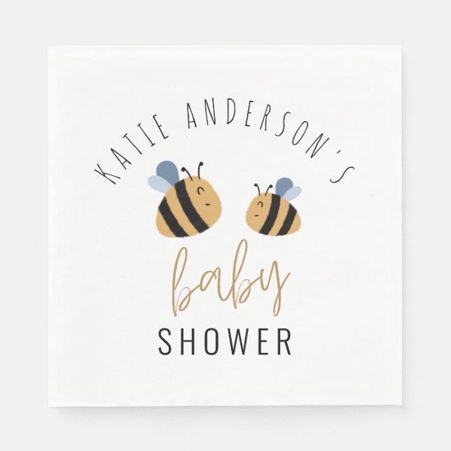 Modern Cute Bumblebee Baby Shower Party Napkin (Front)