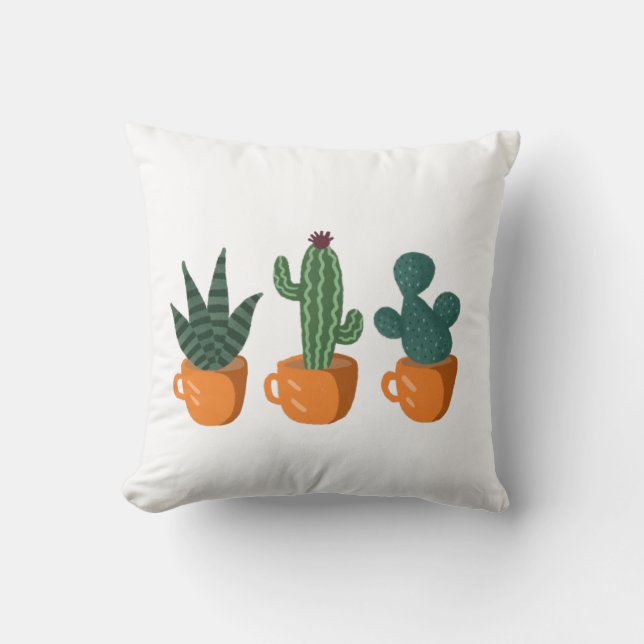 Modern Cute Cactus Personalised Cushion (Front)