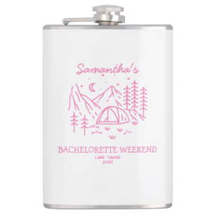 Modern Cute Camping Bachelorette Party Nature Hip Flask