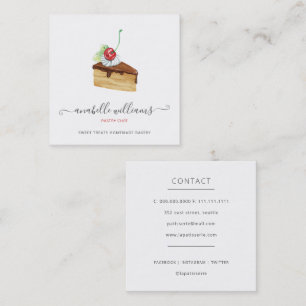 Modern Cute Chocolate Cake Bakery Pastry Chef Square Business Card