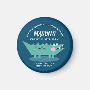 Modern Cute Chomping Alligator Safari Birthday  Magnet