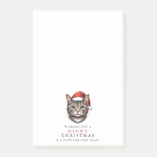 Modern Cute Christmas Cat with Santa Hat Post-it Notes