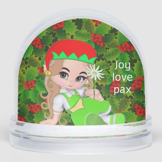 Modern Cute Christmas Elf Fairy  Snowglobe (Front)
