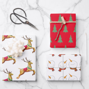 Modern Cute Christmas Wrapping Paper Flat Sheet Se