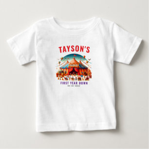Modern Cute Circus Carnival 1st Birthday Baby T-Shirt