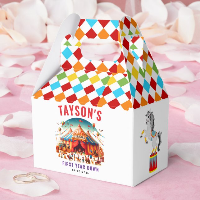 Modern Cute Circus Carnival 1st Birthday Favour Box (Wedding)
