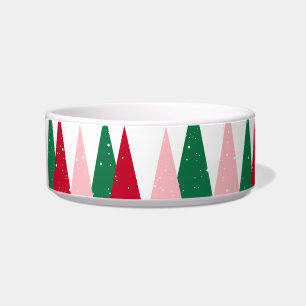 Modern Cute Colourful Christmas Trees Pet Bowl