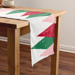 Modern Cute Colourful Christmas Trees Short Table Runner
