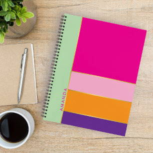 Modern cute colourful elegant trendy personalised  notebook