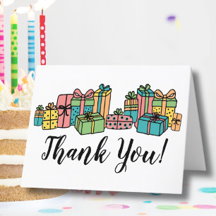 Modern Cute Colourful Happy Birthday Thank You Card