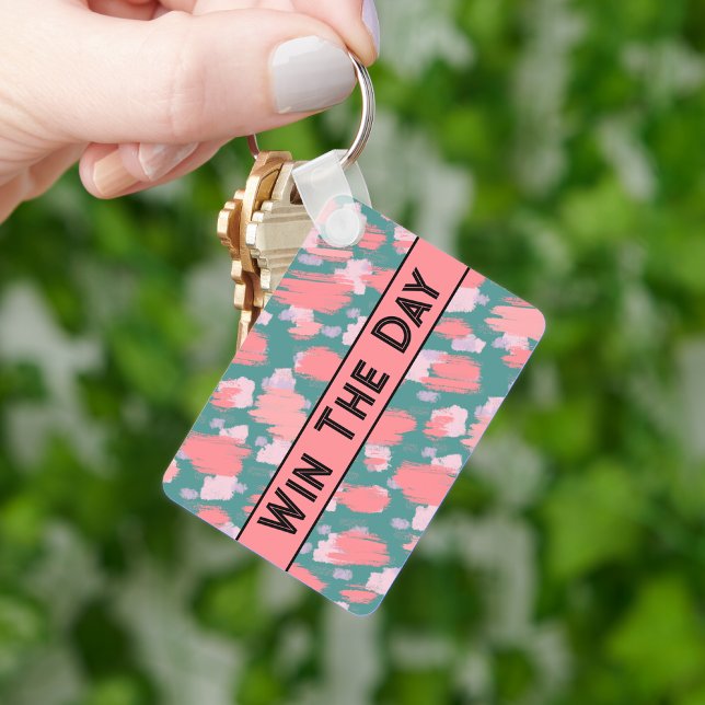 Modern Cute Colourful Pattern Key Ring (Motivational Colorful Brushstrokes Inspirational keychain)