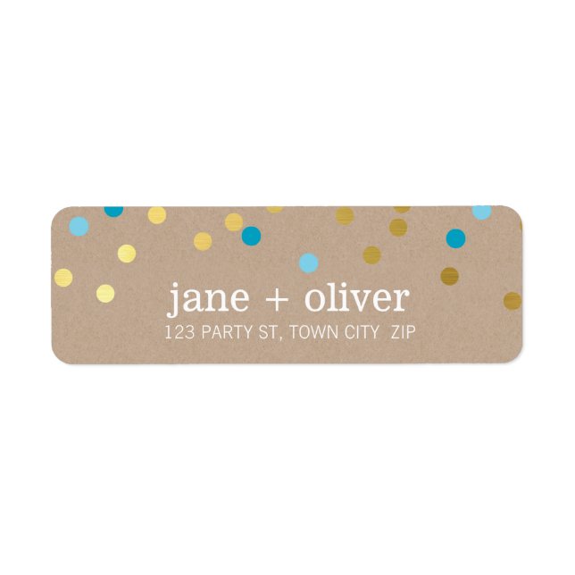 MODERN cute confetti spots gold bright blue kraft (Front)