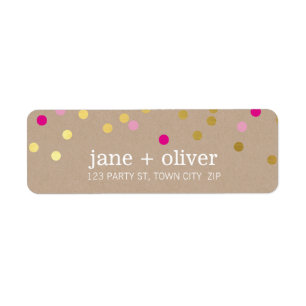 MODERN cute confetti spots gold bright pink kraft