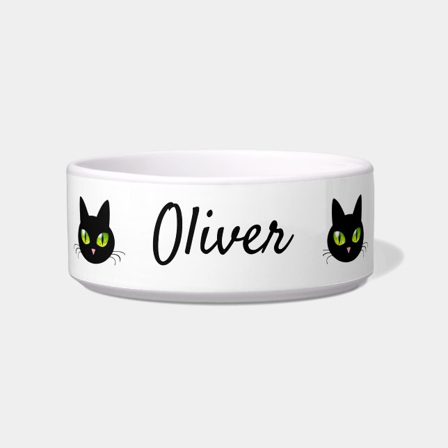 Modern Cute & Cool Black Cat Head Bowl (Front)