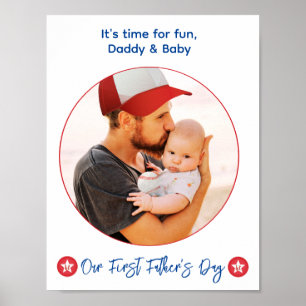 Modern Cute Cool New Dad Photo First Fathers Day Poster