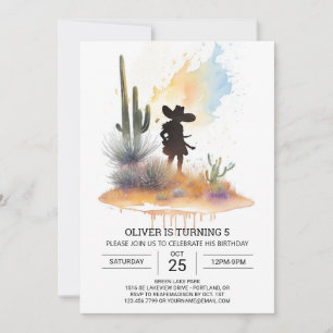 Modern Cute Cowboy Birthday Invitation
