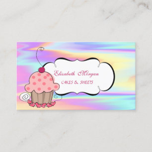 Modern Cute Cupcake Bakery Holographic Business Card