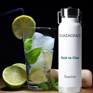 Modern Cute Custom Back to Class Teacher Water Bottle