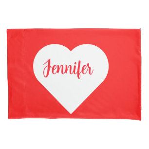 Modern cute custom Bright Red & White Heart Love  Pillowcase